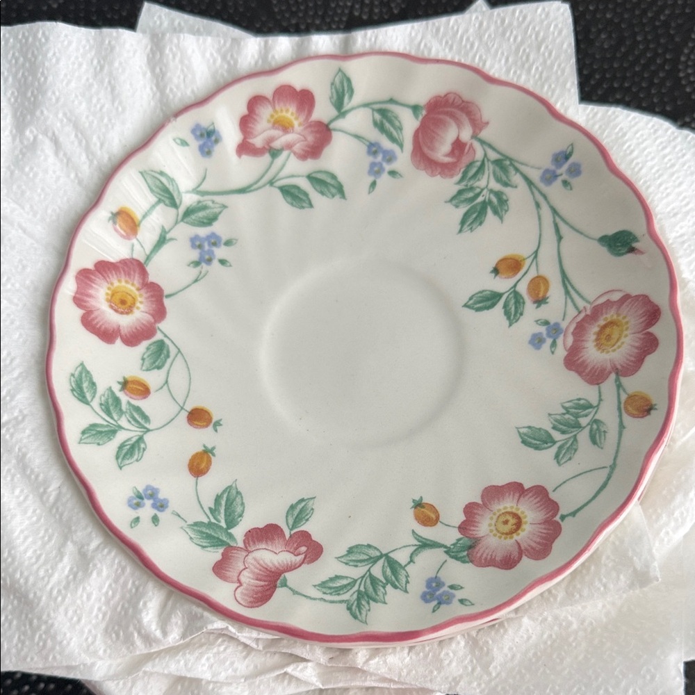 Churchill Floral Sauces Pink and Green (Set of 8) Pattern is Briar Rose